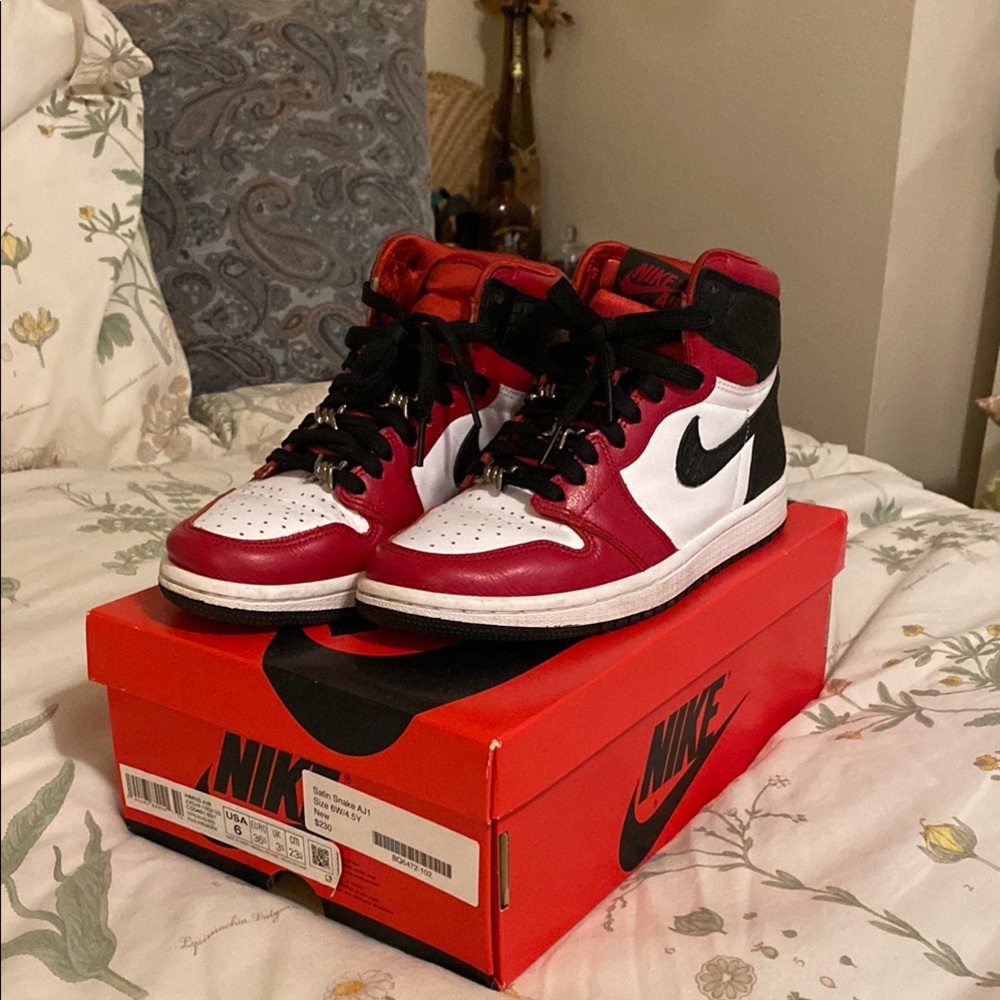 Satin Snake Air Jordan 1 - Red & Black
